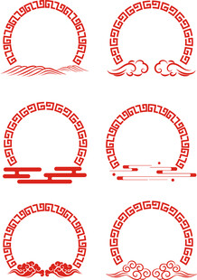 古典回纹云纹祥云中式边框