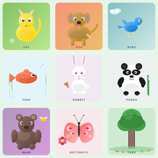 可爱动物与植物图案集合