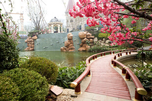 春日园林美景赏心悦目的小径