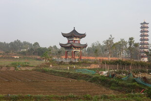 田园中的中式古建筑景观