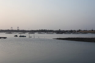 宁静河畔的黄昏景致