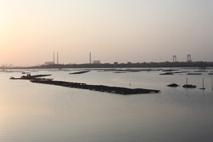 黄昏下的宁静水域景观