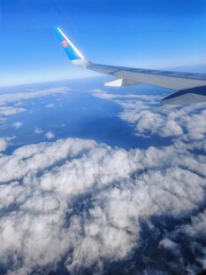 高空视角下的机翼与云海