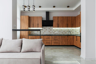 现代简约风客厅厨房相连空间