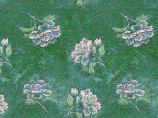 绿色背景上的精致花卉图案