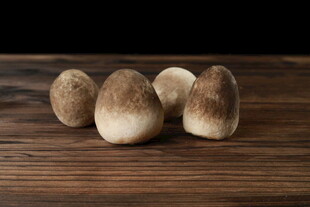 木桌上的几个新鲜蘑菇草菇