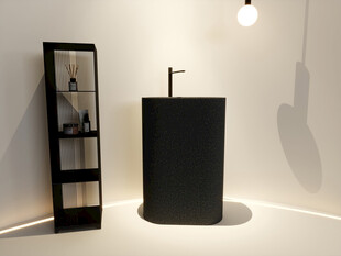 现代简约黑色洗手台及置物架