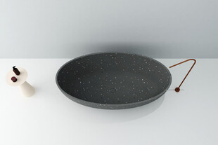 简约黑色圆盘餐具展示