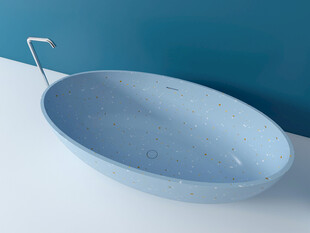 浅蓝色椭圆形洗手盆