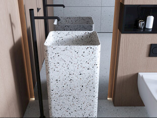 现代浴室独特水磨石洗手台