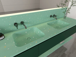 双槽绿色洗手台设计图