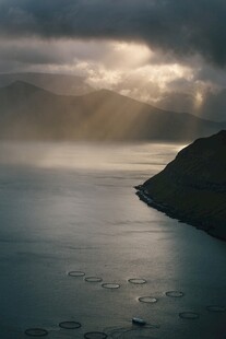 海上云隙间的金色曙光