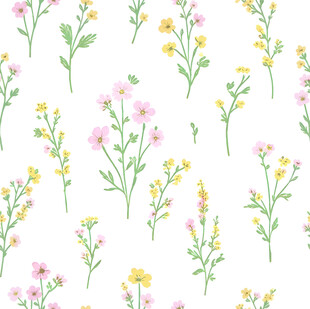 清新手绘花卉无缝图案