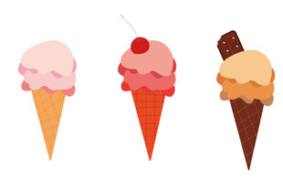 三种美味冰淇淋甜筒 