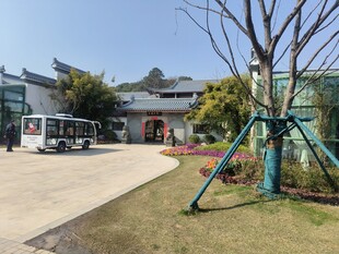 庭院中的秋千与建筑景观