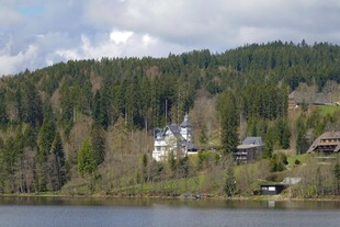 湖畔山林中的静谧小屋