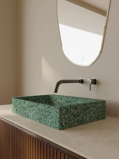 绿色水磨石洗手台