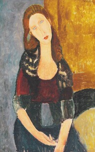 女子坐姿油画艺术作品