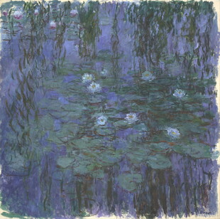 莫奈风格睡莲池画作