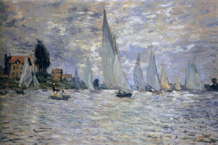 海上帆船风景油画