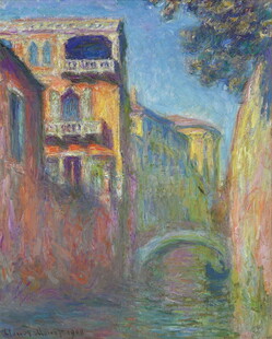 河畔彩色建筑风景画作