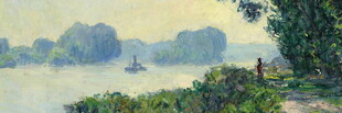 河畔风景油画
