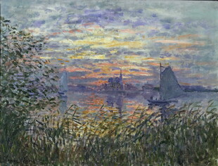 黄昏湖畔美景