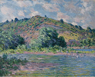 田园湖畔风景油画