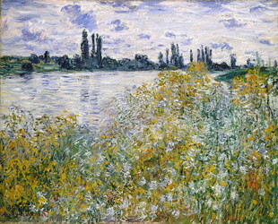 河畔风景油画