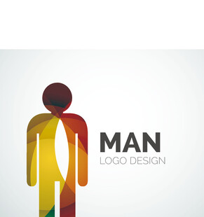 多彩人形男士标志设计