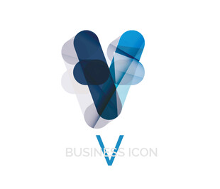 抽象蓝色V形商务图标