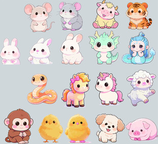 十二生肖卡通动物形象集合