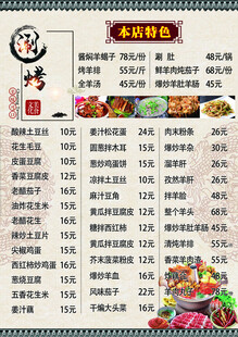 美味烧烤菜单展示