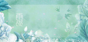 梦幻蓝绿花卉背景图