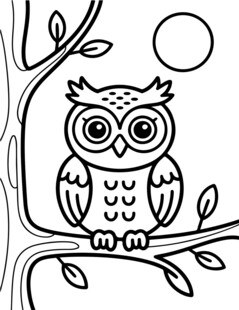 树枝上的猫头鹰简笔画
