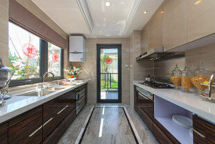 现代开放式厨房室内景象