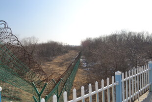 户外围栏旁的自然景观