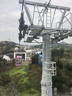 高空缆车穿梭于绿野之间