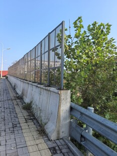 公路旁的防护围栏与绿植