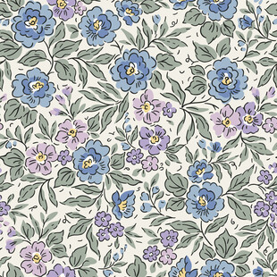 蓝紫花卉图案布料纹理