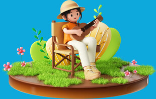 男孩坐椅上惬意看书