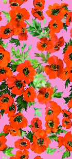 粉色背景上的红色花卉图案