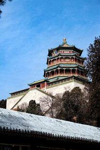 雪后颐和园佛香阁美景