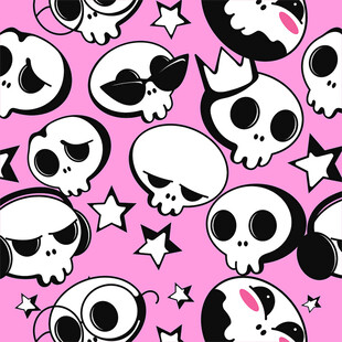 粉色骷髅星星可爱图案