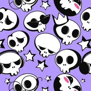 紫色背景骷髅星星图案