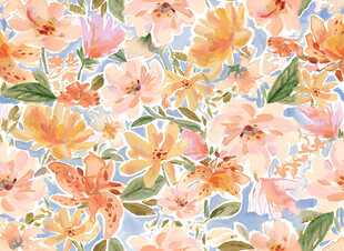 水彩乱花数码印花