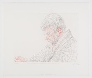 人物侧身坐姿素描画像