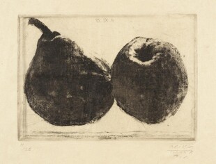 黑白梨静物画