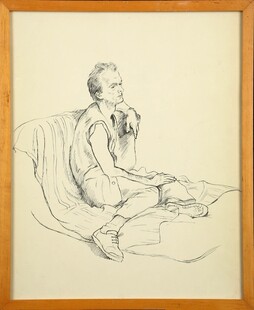 人物坐姿素描画