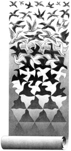 飞鸟与几何图案创意插画
